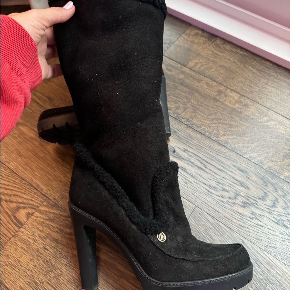 Christian Dior black suede and shearling high boots - size 39.5 - Picture 2 of 7